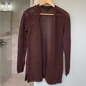 NWOT WHBM Brown Shimmer Open Cardigan Sweater S